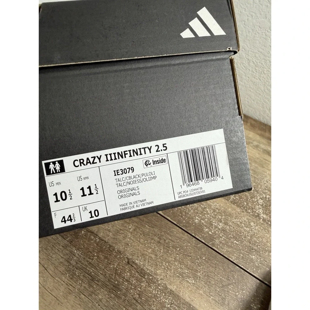 Adidas Crazy IIInfinity Infinity Talc Black Chalk - IE3079 - Men's Size 10.5 NEW